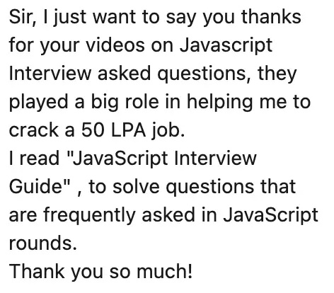 50 LPA offer using "JavaScript Interview Guide book"